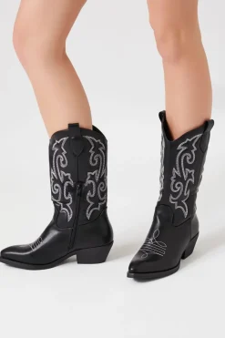 Faux Leather Cowboy Boots