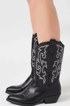 Faux Leather Cowboy Boots