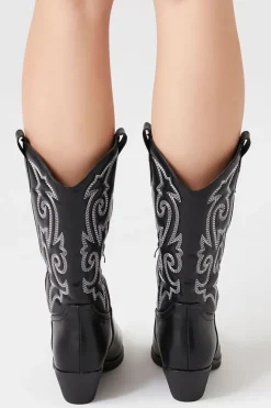 Faux Leather Cowboy Boots