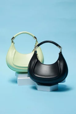 Faux Leather Crescent Shoulder Bag