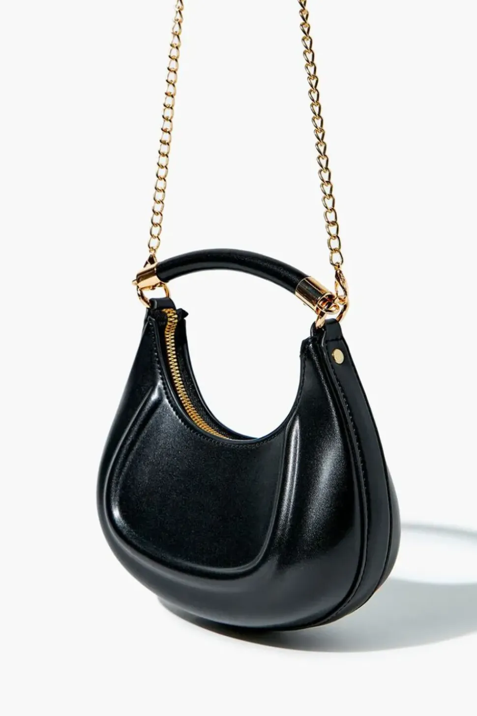 Faux Leather Crescent Shoulder Bag
