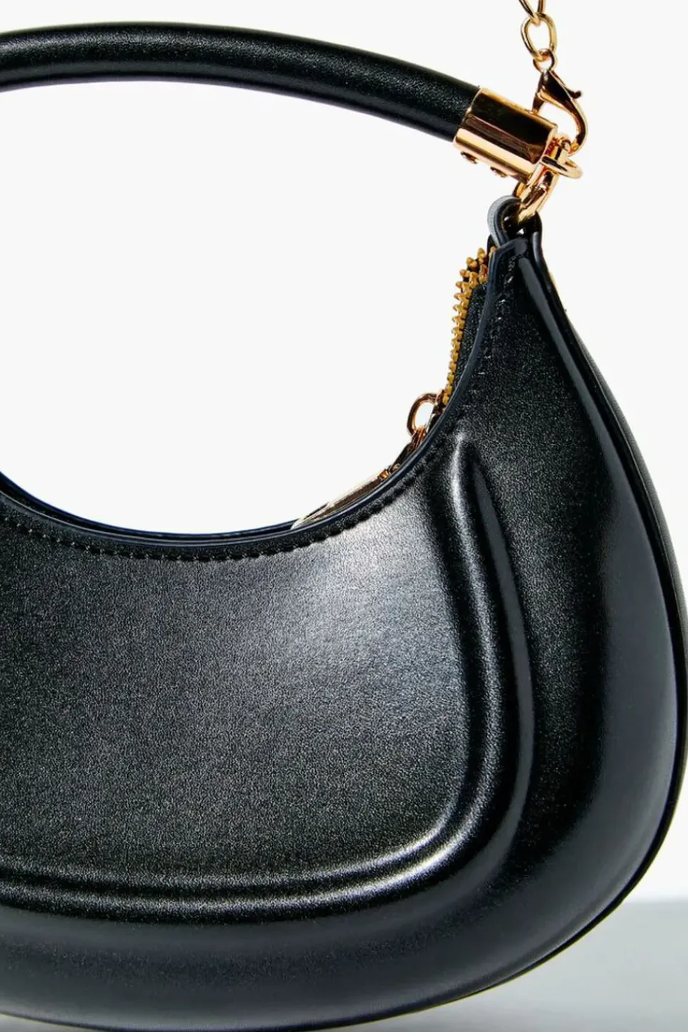 Faux Leather Crescent Shoulder Bag