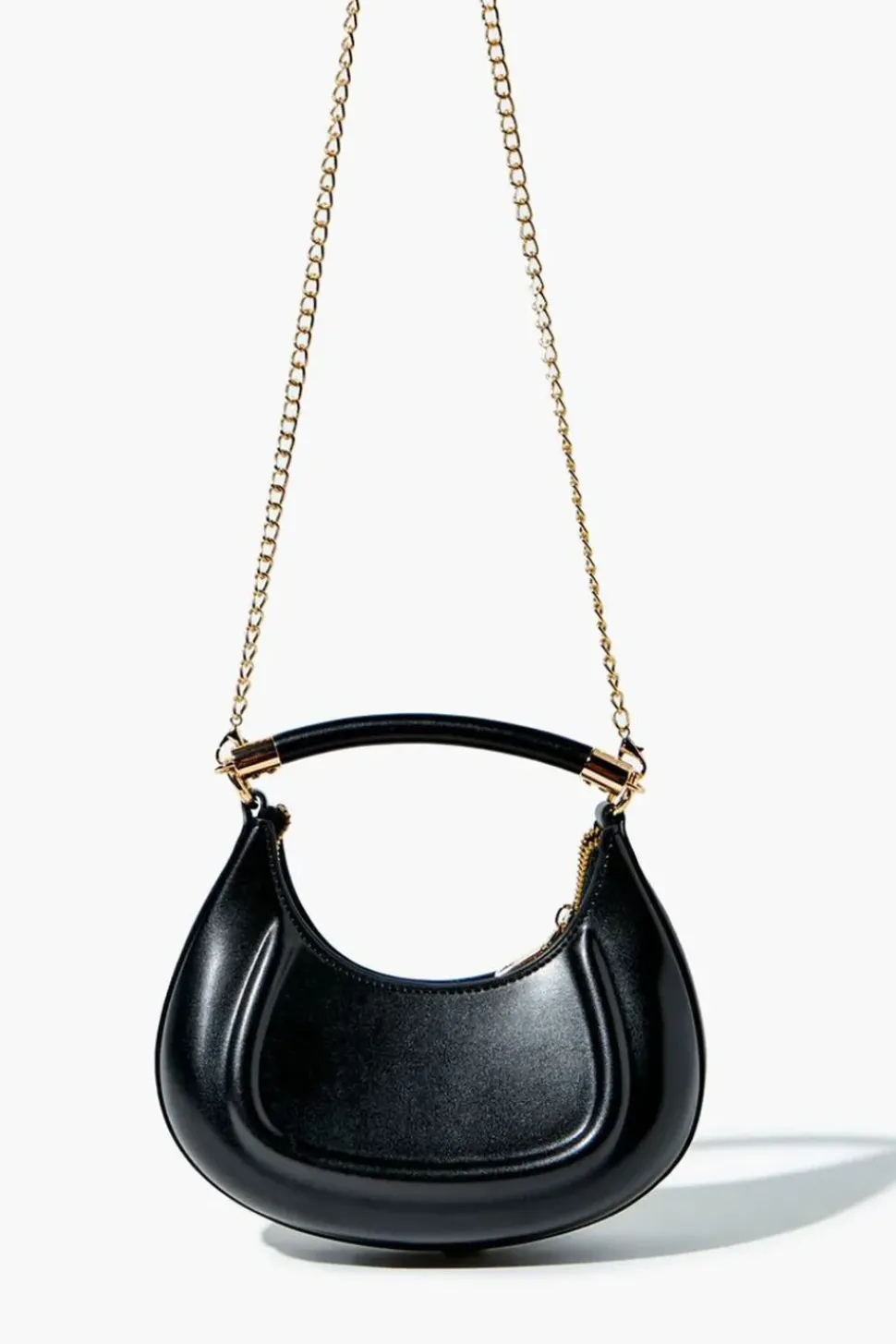 Faux Leather Crescent Shoulder Bag