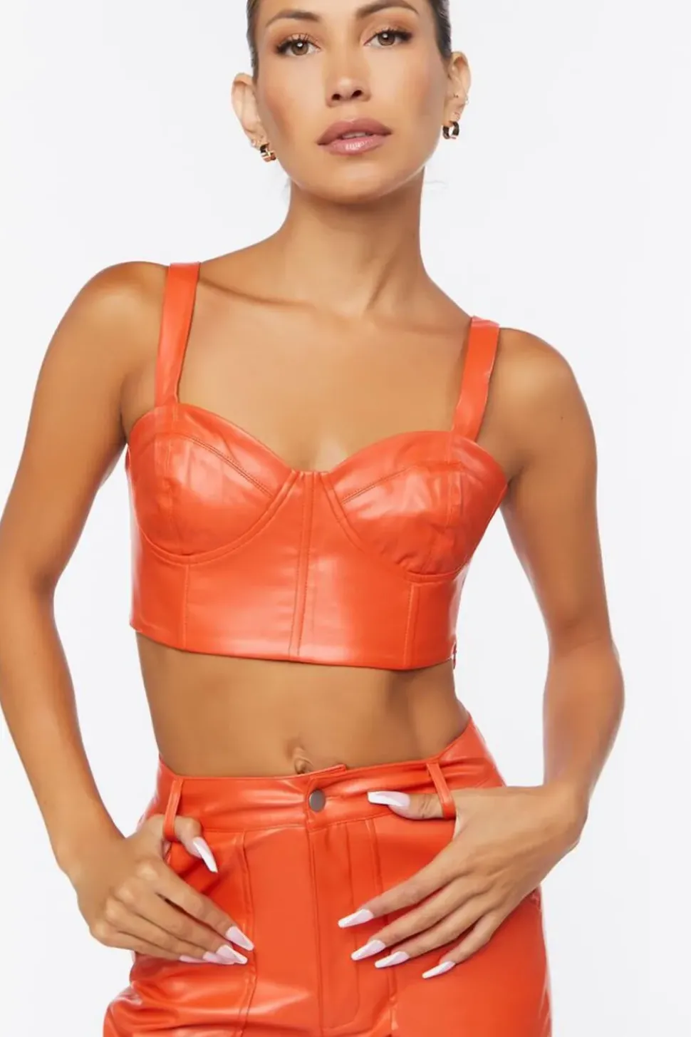 Faux Leather Crop Top & Pants Set