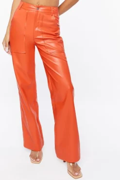 Faux Leather Crop Top & Pants Set