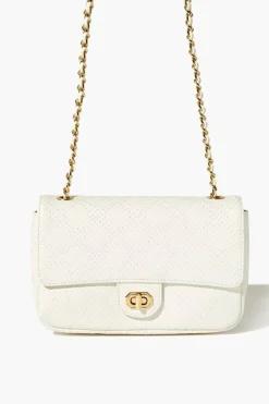 Faux Leather Crosshatch Crossbody Bag