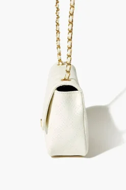 Faux Leather Crosshatch Crossbody Bag