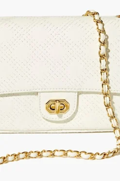 Faux Leather Crosshatch Crossbody Bag
