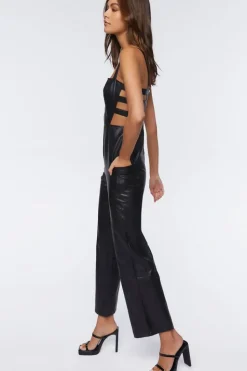 Faux Leather Cutout Jumpsuit