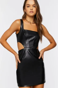 Faux Leather Cutout Mini Dress