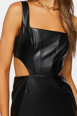 Faux Leather Cutout Mini Dress