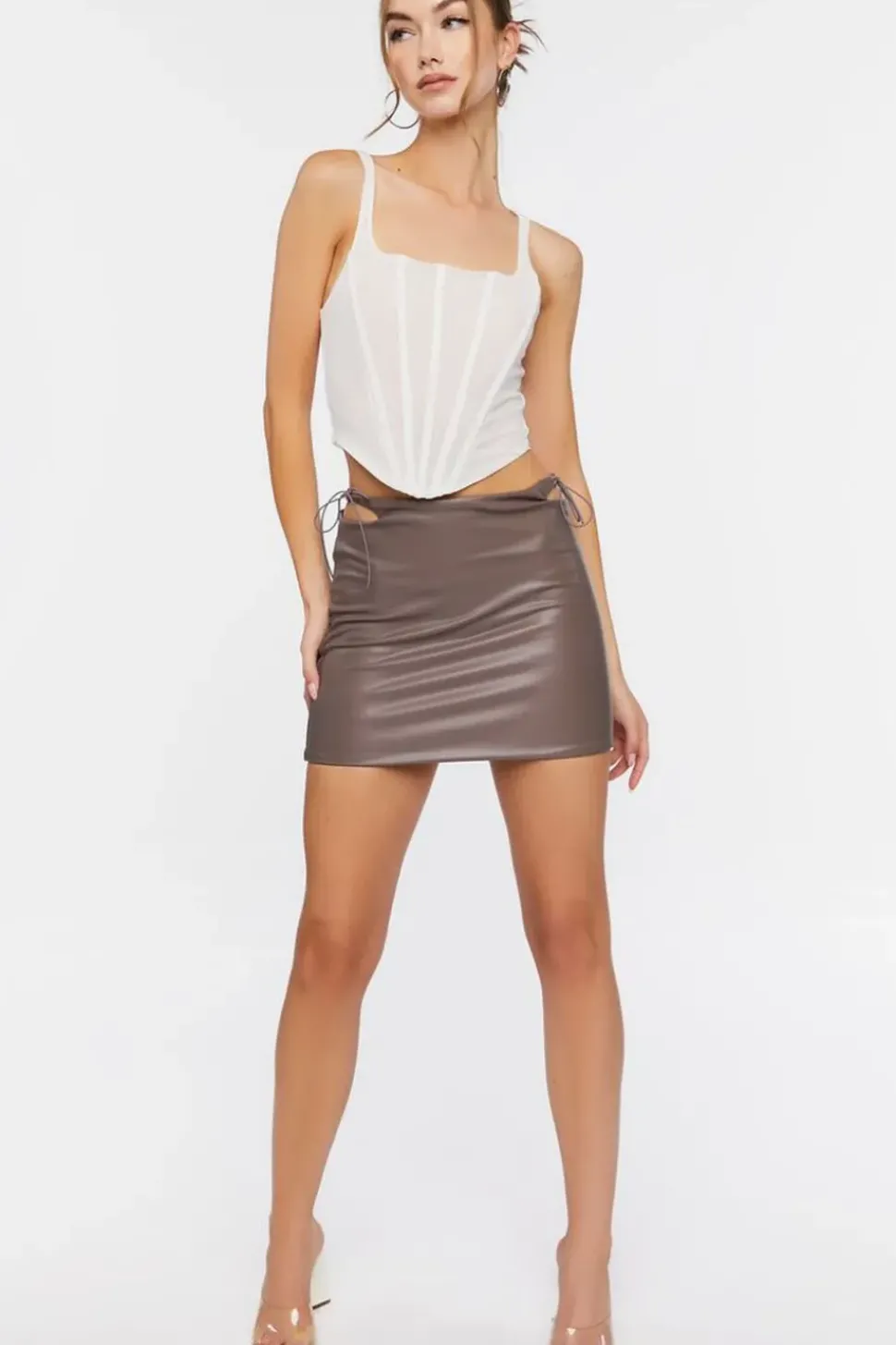 Faux Leather Cutout Mini Skirt