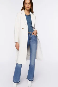 Faux Leather Double-Breasted Coat