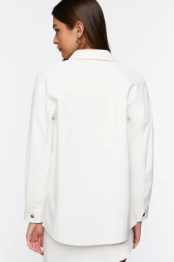 Faux Leather Drop-Sleeve Jacket