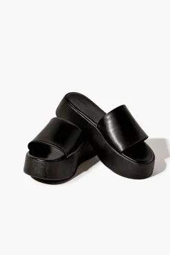 Faux Leather Flatform Sandals