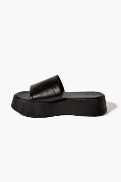 Faux Leather Flatform Sandals
