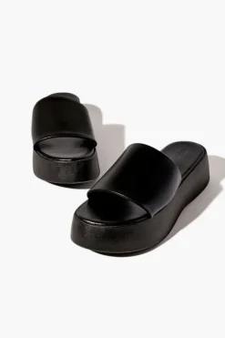 Faux Leather Flatform Sandals
