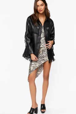 Faux Leather Fringe Jacket
