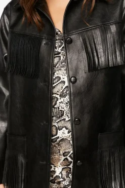 Faux Leather Fringe Jacket
