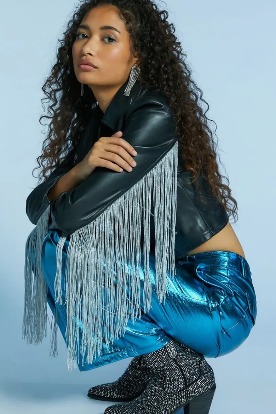 Faux Leather Fringe Moto Jacket