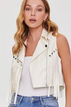 Faux Leather Fringe Moto Vest