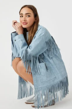 Faux Leather Fringe Shacket