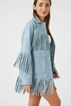 Faux Leather Fringe Shacket