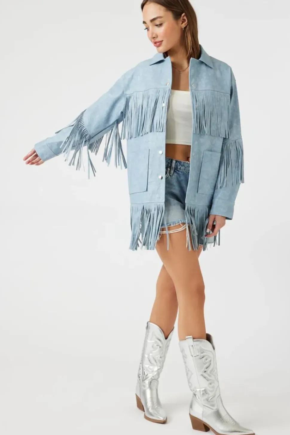 Faux Leather Fringe Shacket