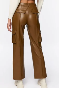 Faux Leather High-Rise Cargo Pants