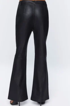 Faux Leather High-Rise Flare Pants
