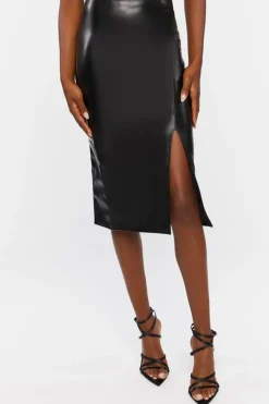 Faux Leather High-Rise Pencil Skirt