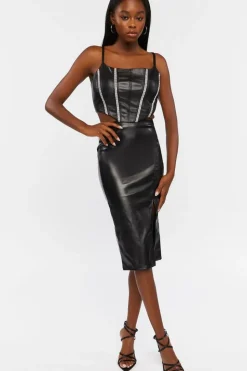 Faux Leather High-Rise Pencil Skirt