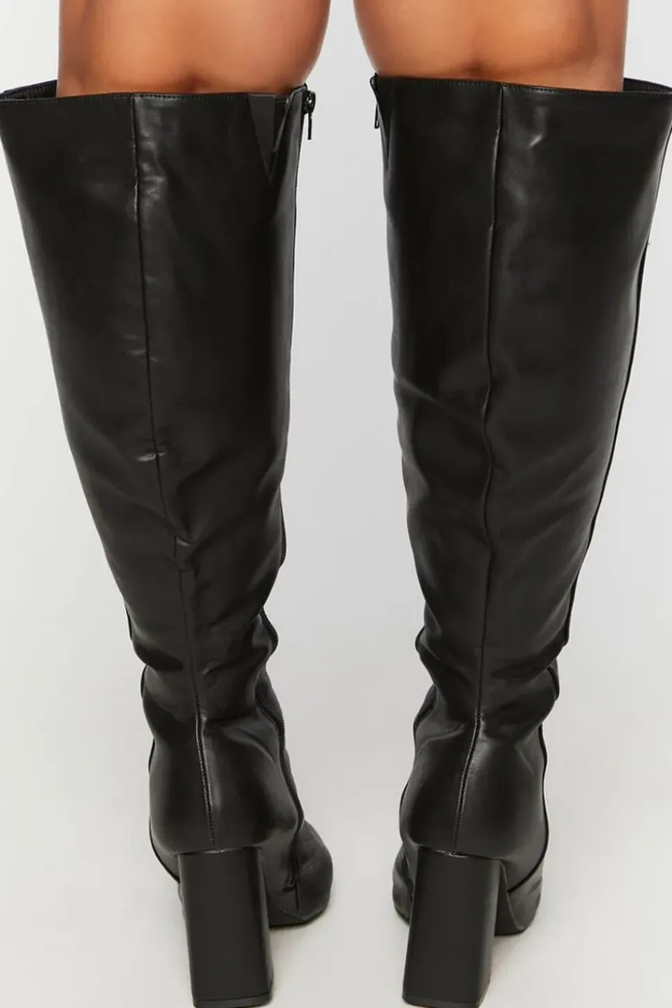 Faux Leather Knee-High Boots (Wide)