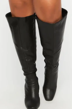 Faux Leather Knee-High Boots (Wide)