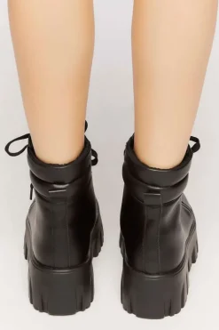 Faux Leather Lace-Up Combat Boots