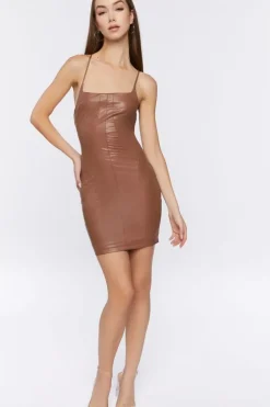Faux Leather Lace-Up Mini Dress