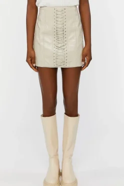 Faux Leather Lace-Up Mini Skirt