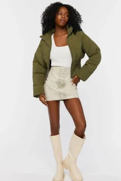 Faux Leather Lace-Up Mini Skirt