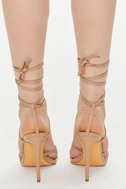 Faux Leather Lace-Up Stiletto Heels