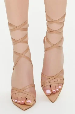 Faux Leather Lace-Up Stiletto Heels