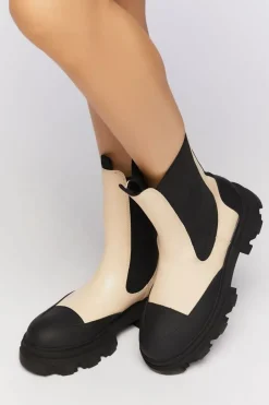 Faux Leather Lug Chelsea Boots