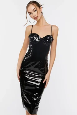 Faux Leather Midi Dress