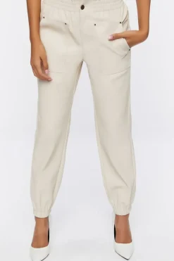 Faux Leather Mid-Rise Joggers