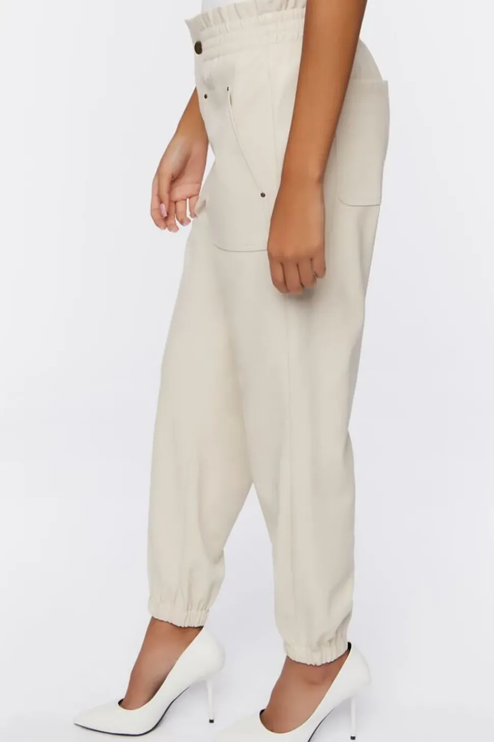 Faux Leather Mid-Rise Joggers
