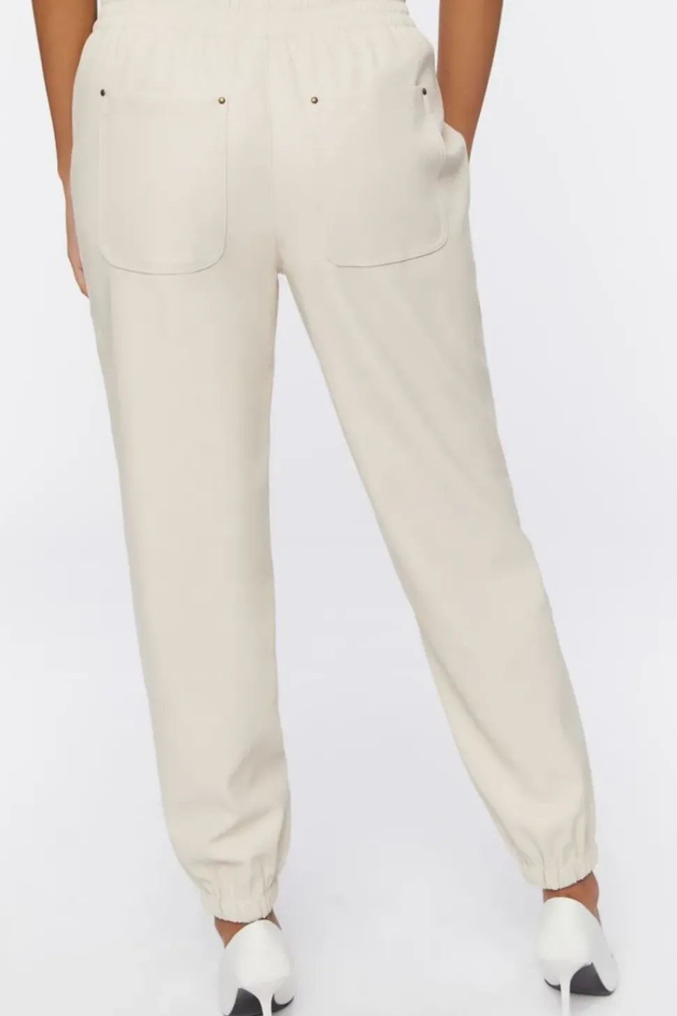 Faux Leather Mid-Rise Joggers
