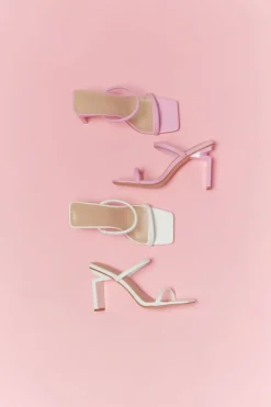 Faux Leather Open-Toe Block Heels