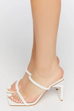 Faux Leather Open-Toe Block Heels