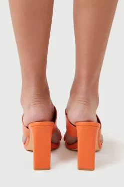Faux Leather Open-Toe Block Heels