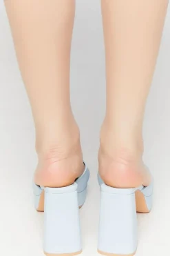 Faux Leather Open-Toe Platform Heels