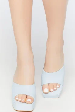 Faux Leather Open-Toe Platform Heels